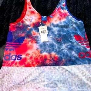FLASH SALE‼️ Brand new custom tie dye Adidas tank 😍PERFECT JULY 4TH SHIRT 🇺🇸